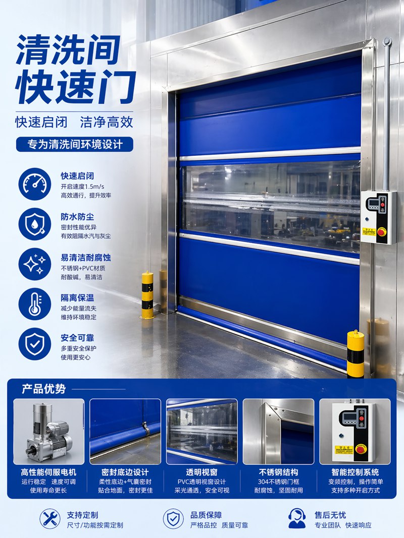 淮安清洗间防水快速门厂家｜304不锈钢快速门定制｜美高门业缩略图